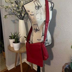 Red Longchamp Messenger Briefcase